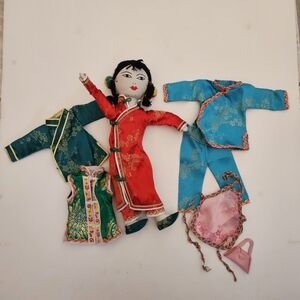 Vintage Ada Lum Chinese Lady Girl Handmade stitched cloth doll